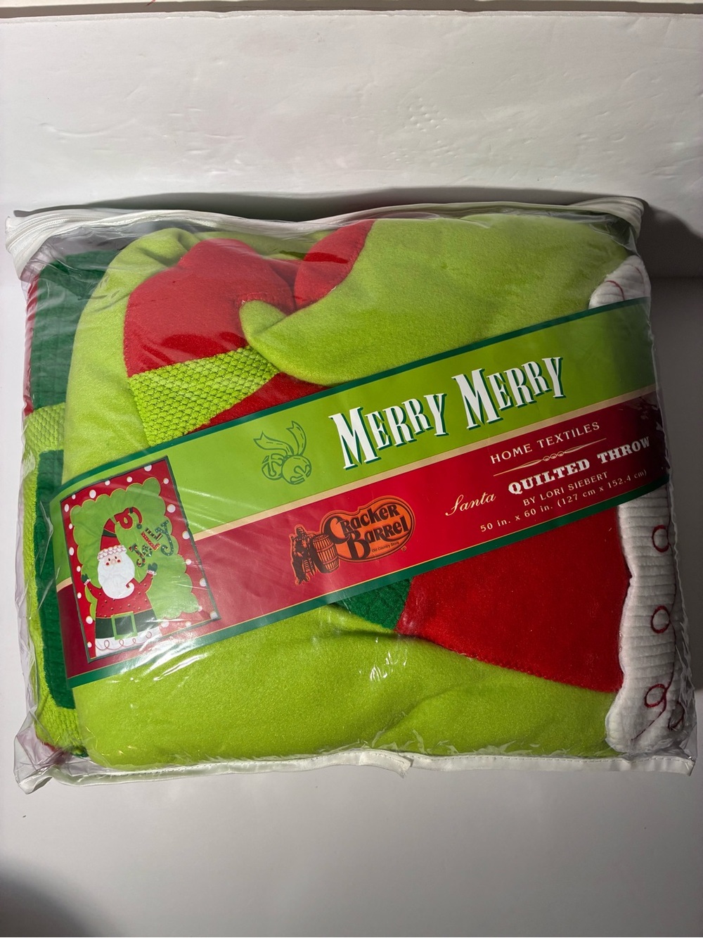 Cracker Barrel Merry Merry Christmas Quilted Throw Blanket 50x60 NIP Lori Sieber